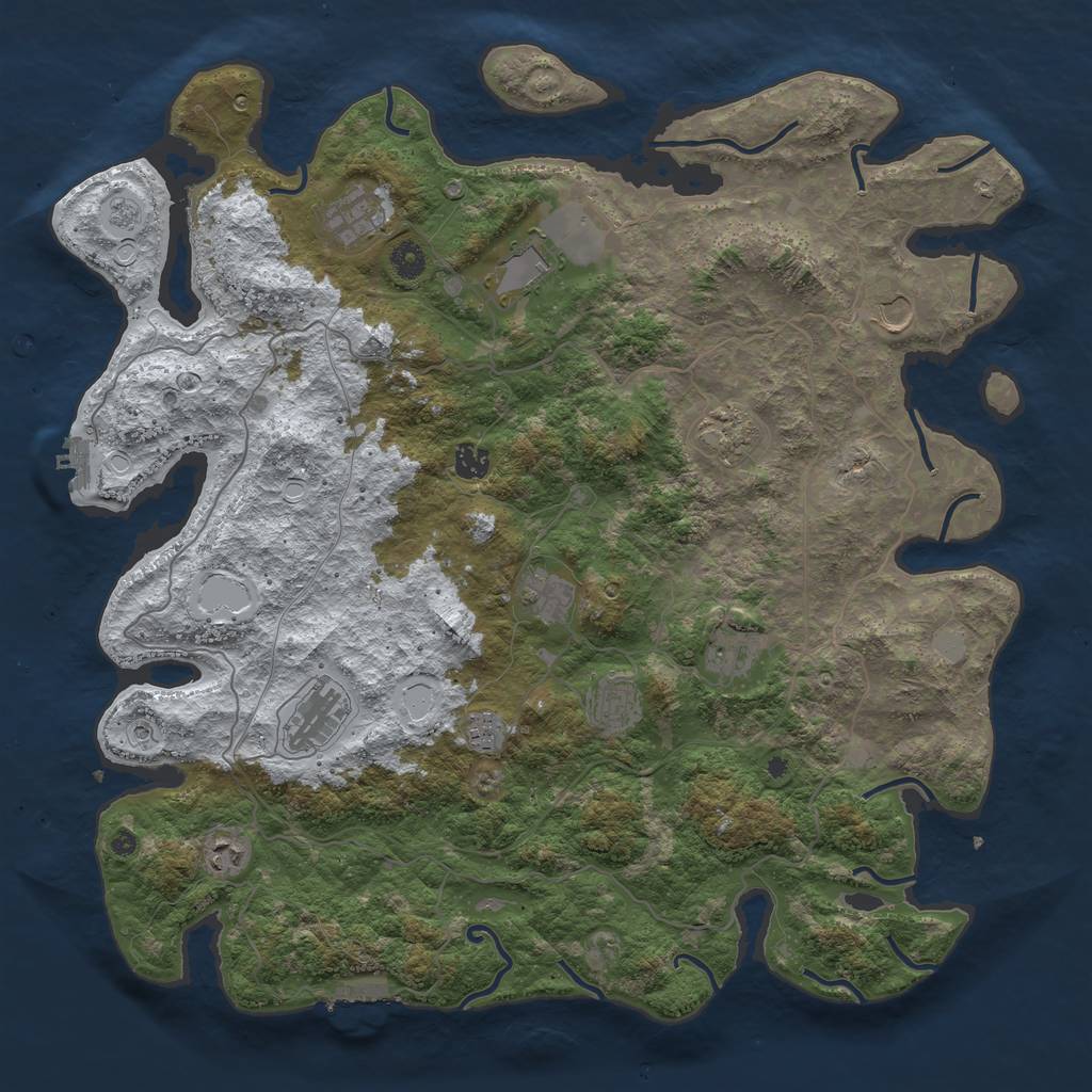 Rust Map: Procedural Map, Size: 4500, Seed: 4918499, 20 Monuments