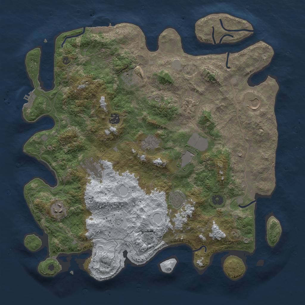 Rust Map: Procedural Map, Size: 4100, Seed: 81631992, 19 Monuments