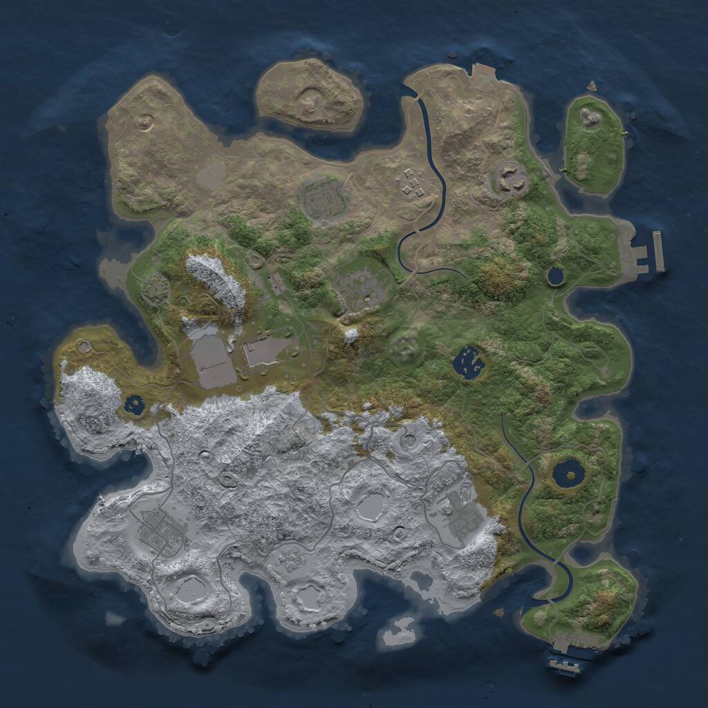 Rust Map: Procedural Map, Size: 3500, Seed: 546671941, 14 Monuments