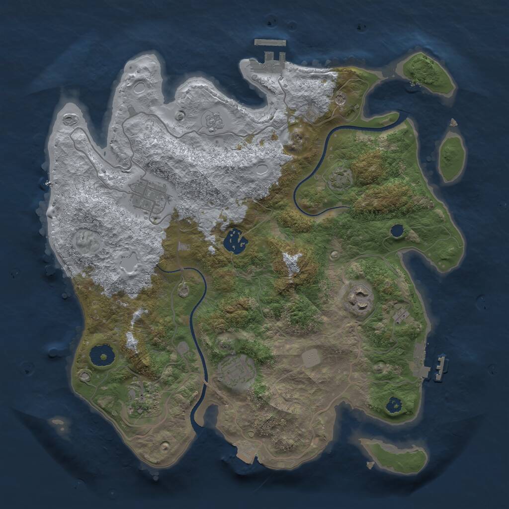 Rust Map: Procedural Map, Size: 3250, Seed: 2002628, 11 Monuments