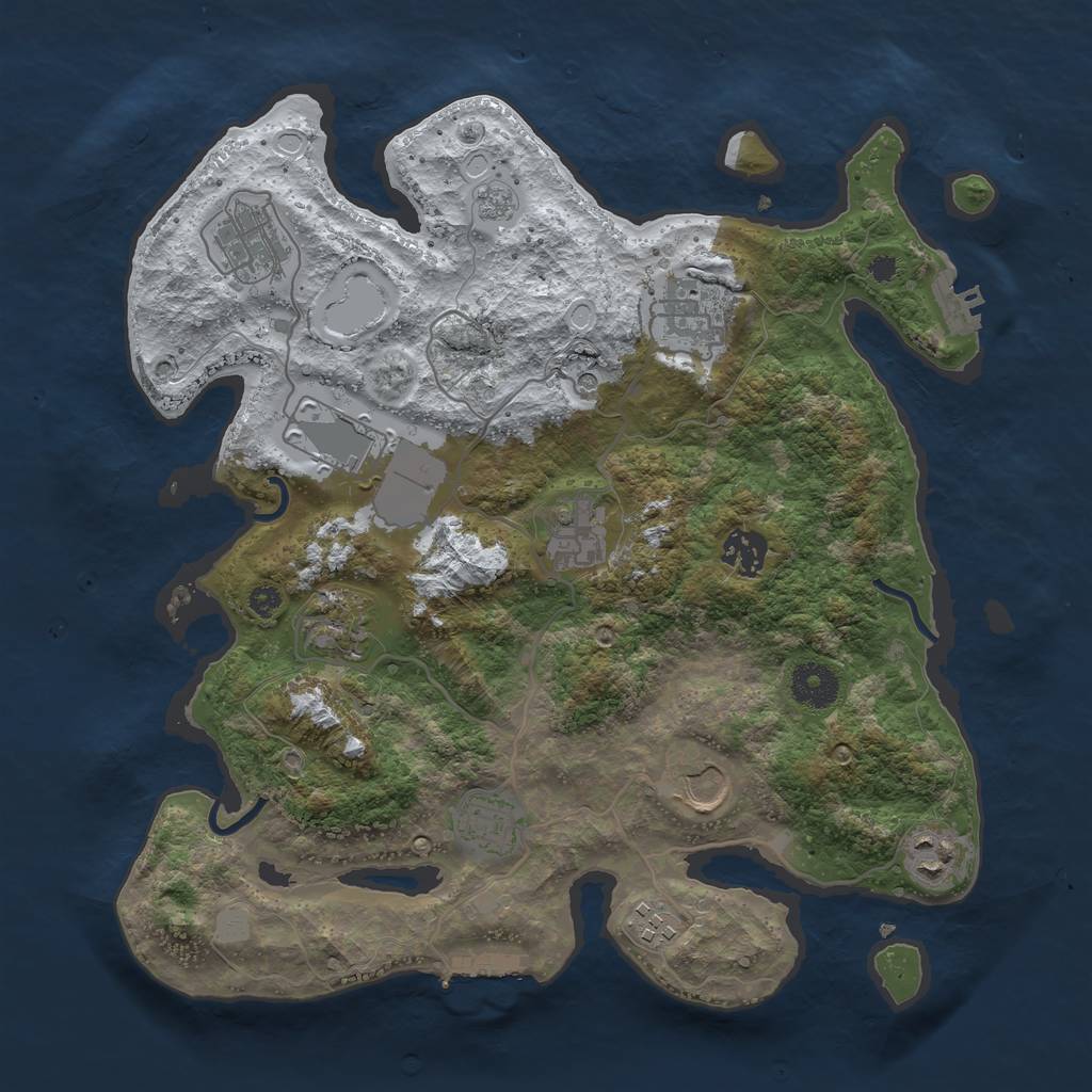 Rust Map: Procedural Map, Size: 3500, Seed: 4141, 19 Monuments