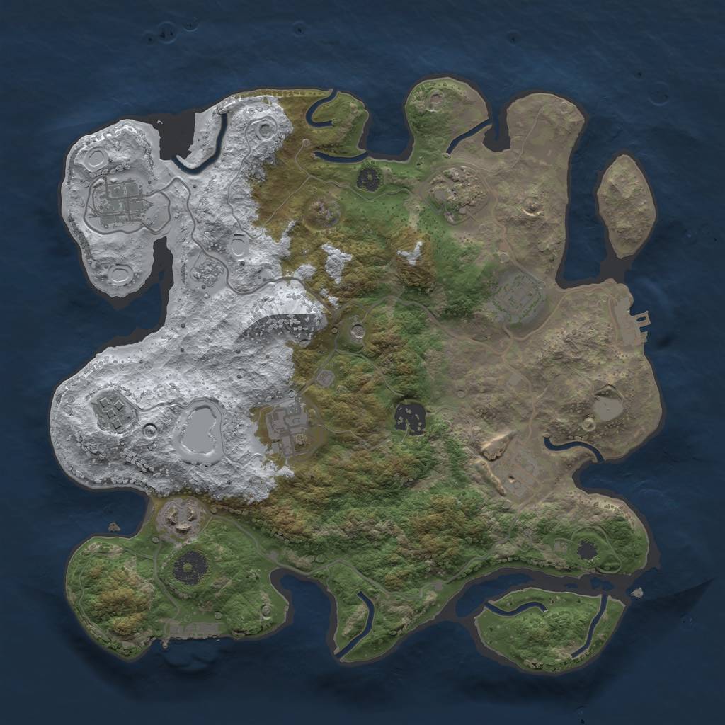 Rust Map: Procedural Map, Size: 3250, Seed: 684722, 17 Monuments