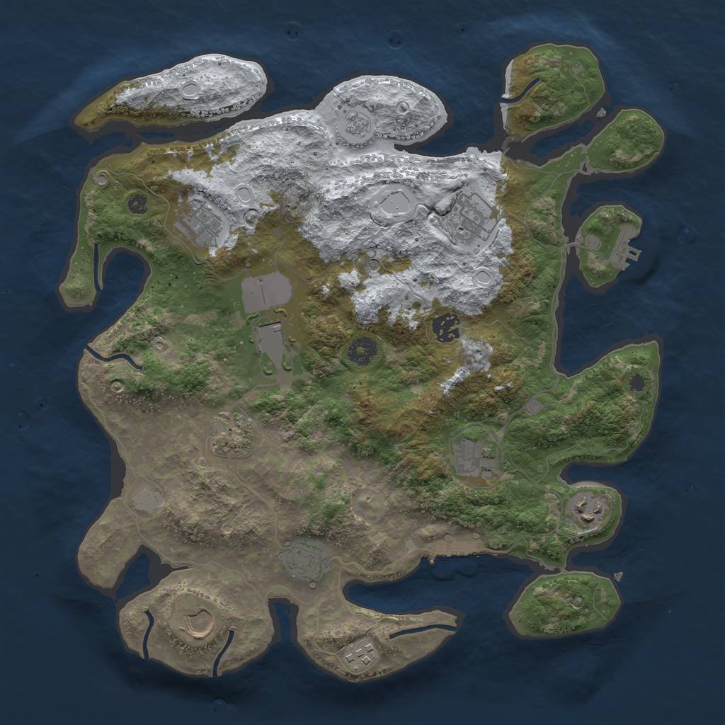 Rust Map: Procedural Map, Size: 3750, Seed: 5253541, 19 Monuments