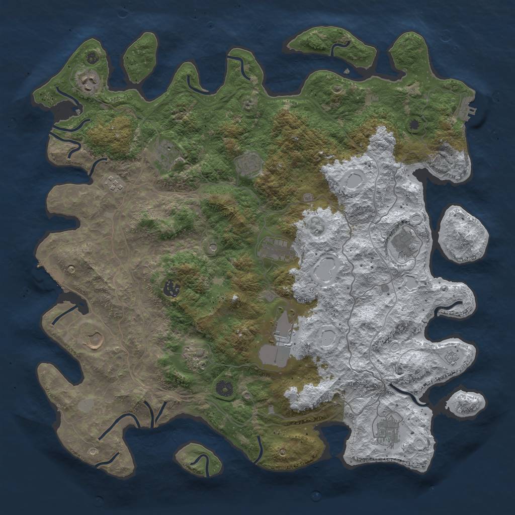 Rust Map: Procedural Map, Size: 4500, Seed: 5693697, 20 Monuments