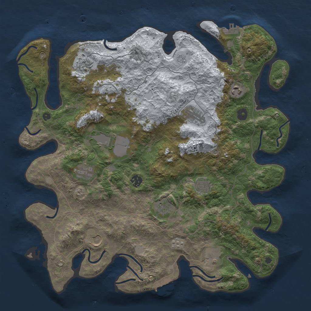 Rust Map: Procedural Map, Size: 4100, Seed: 1184863428, 20 Monuments
