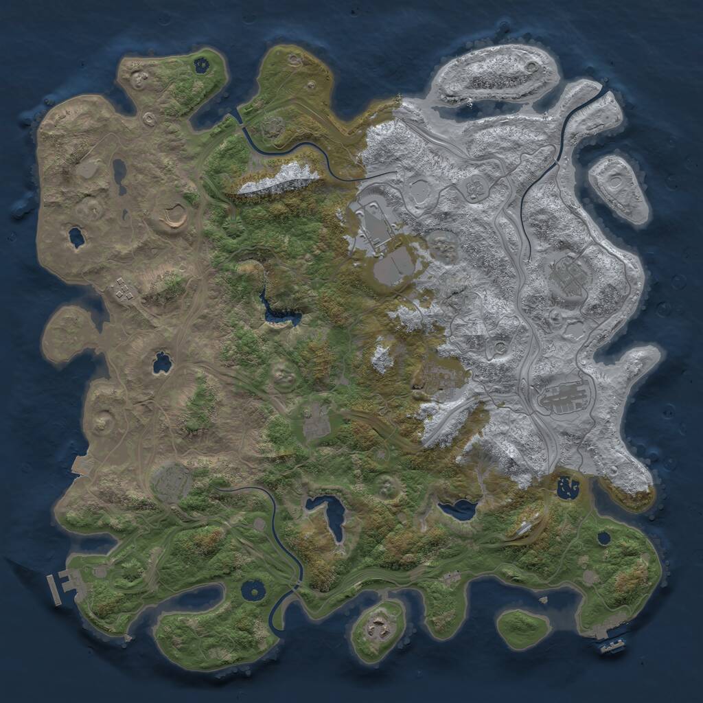 Rust Map: Procedural Map, Size: 4500, Seed: 1448877, 16 Monuments