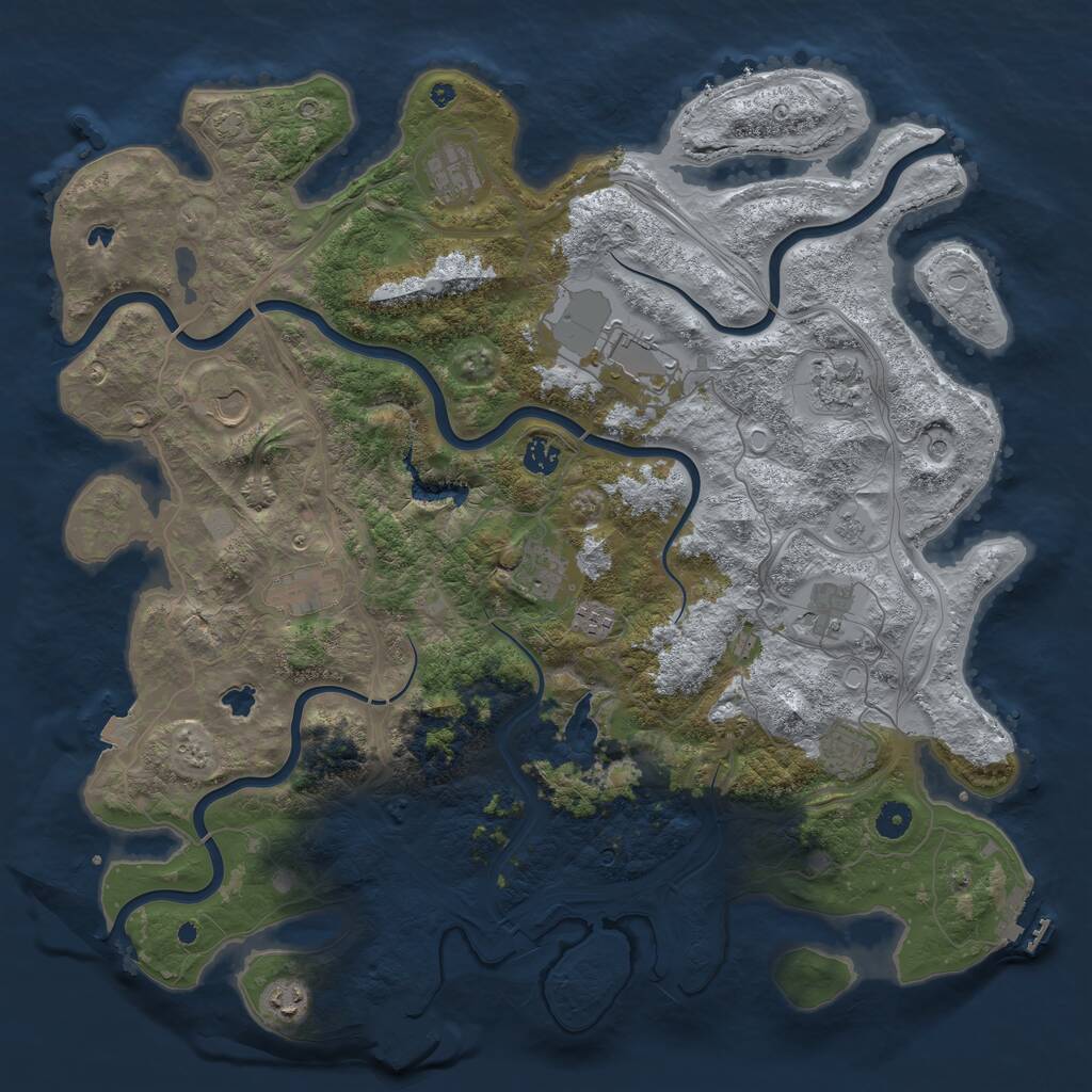 Rust Map: Procedural Map, Size: 4500, Seed: 1448877, 17 Monuments