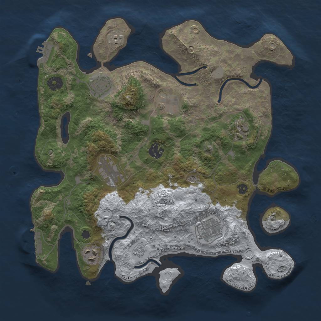 Rust Map: Procedural Map, Size: 3250, Seed: 3528737, 17 Monuments