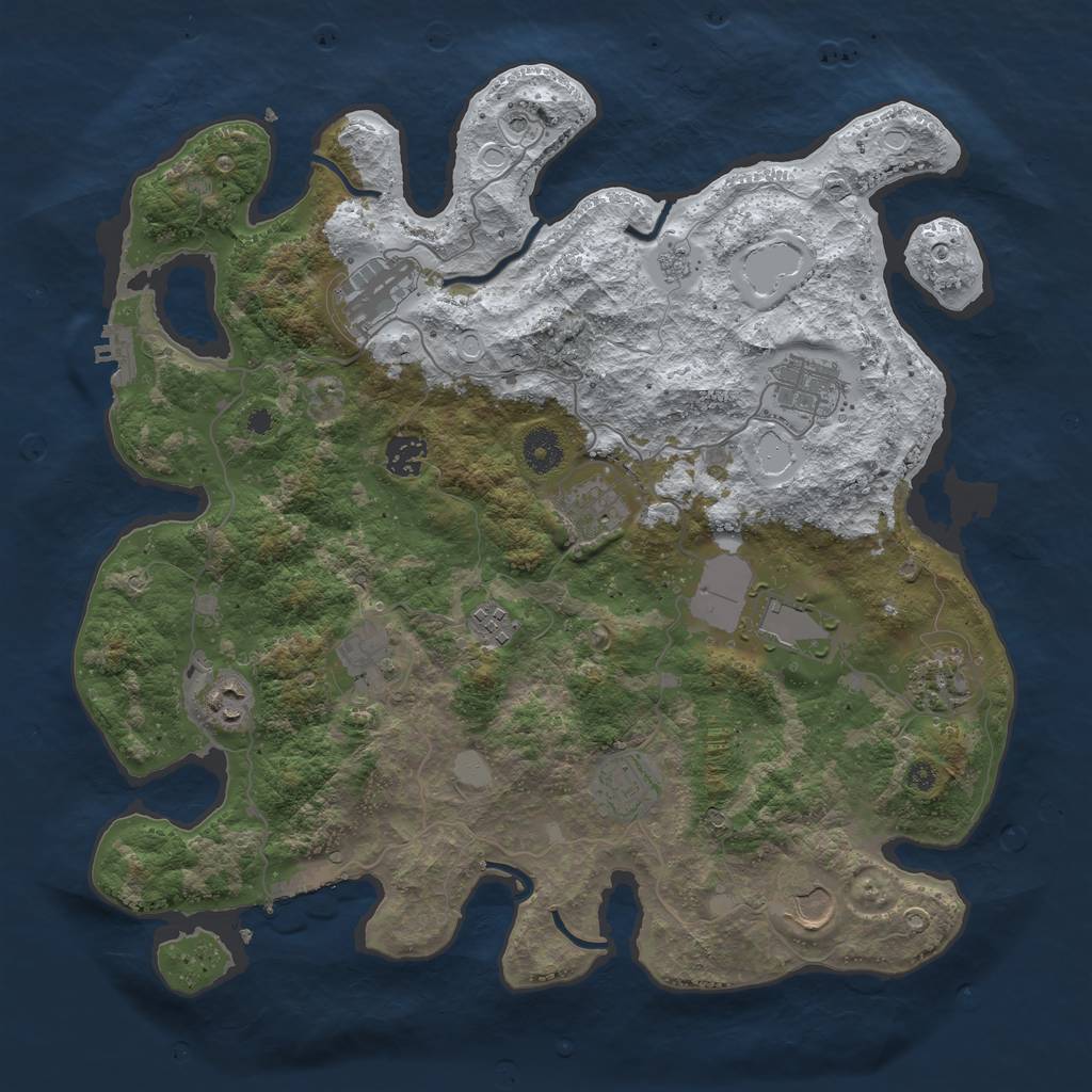 Rust Map: Procedural Map, Size: 3850, Seed: 1259130070, 20 Monuments