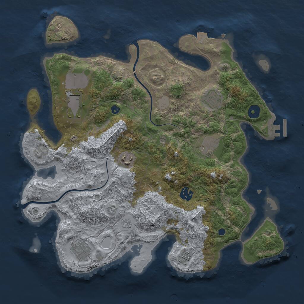Rust Map: Procedural Map, Size: 3500, Seed: 234897234, 12 Monuments