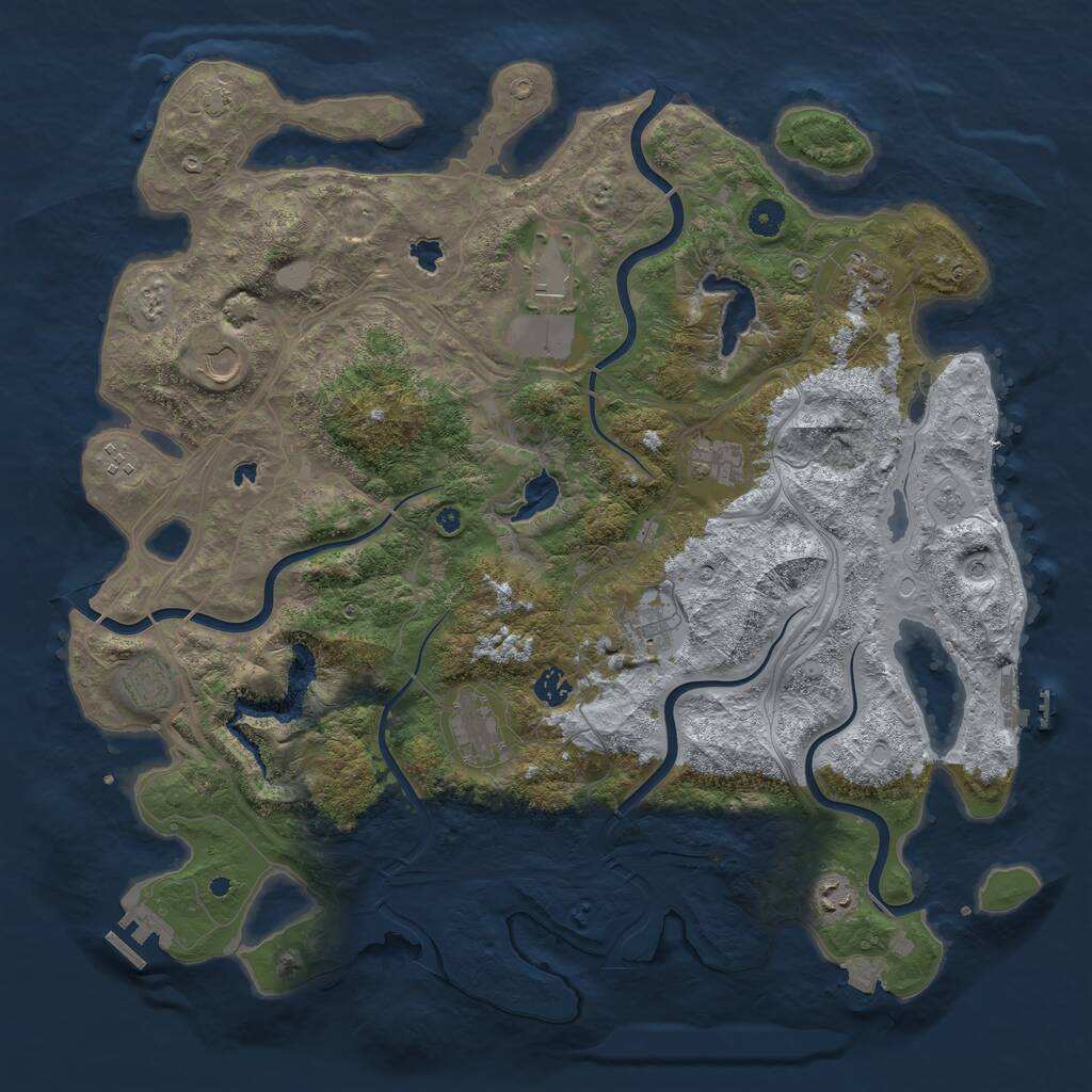 Rust Map: Procedural Map, Size: 4500, Seed: 4203473, 16 Monuments