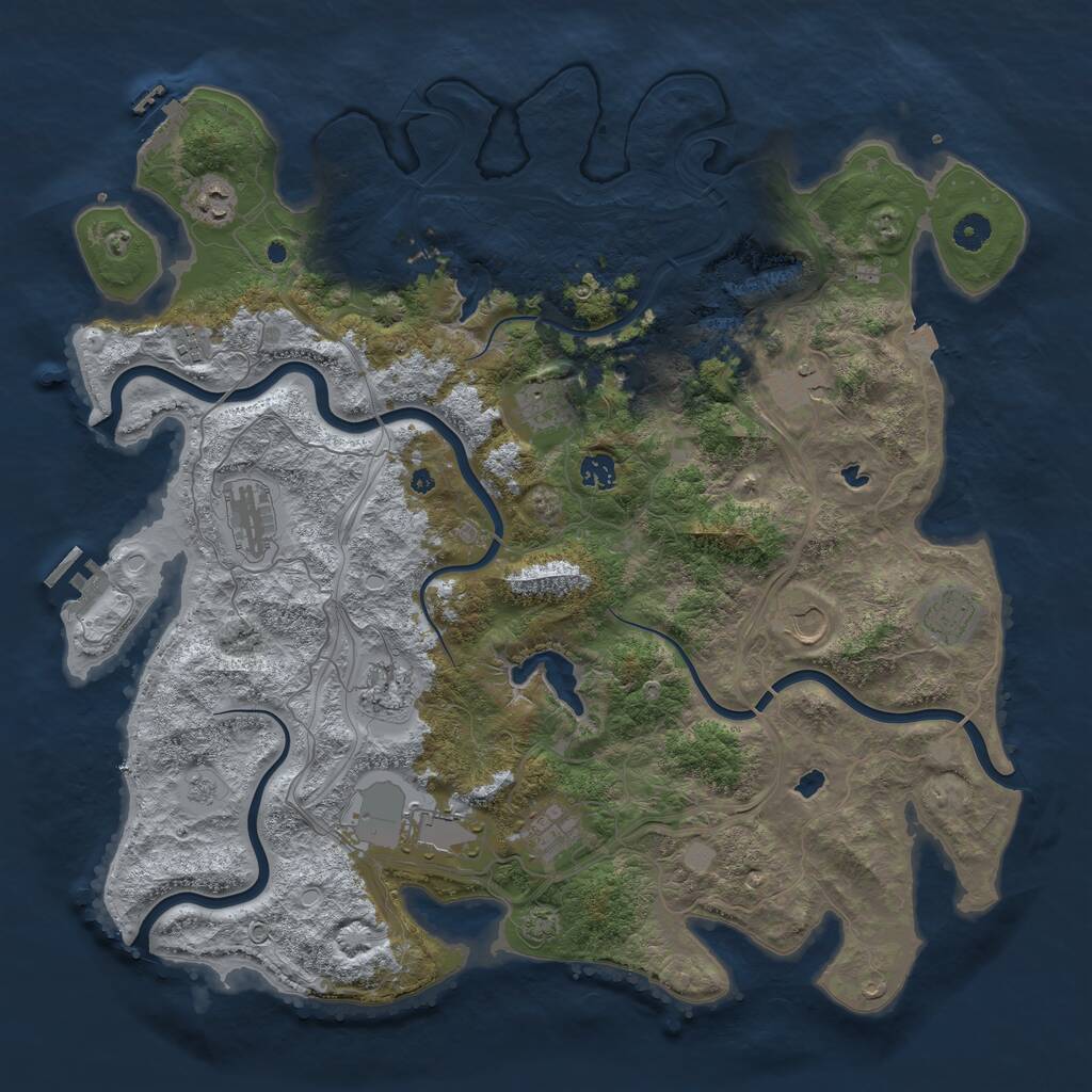 Rust Map: Procedural Map, Size: 4500, Seed: 5057544, 17 Monuments