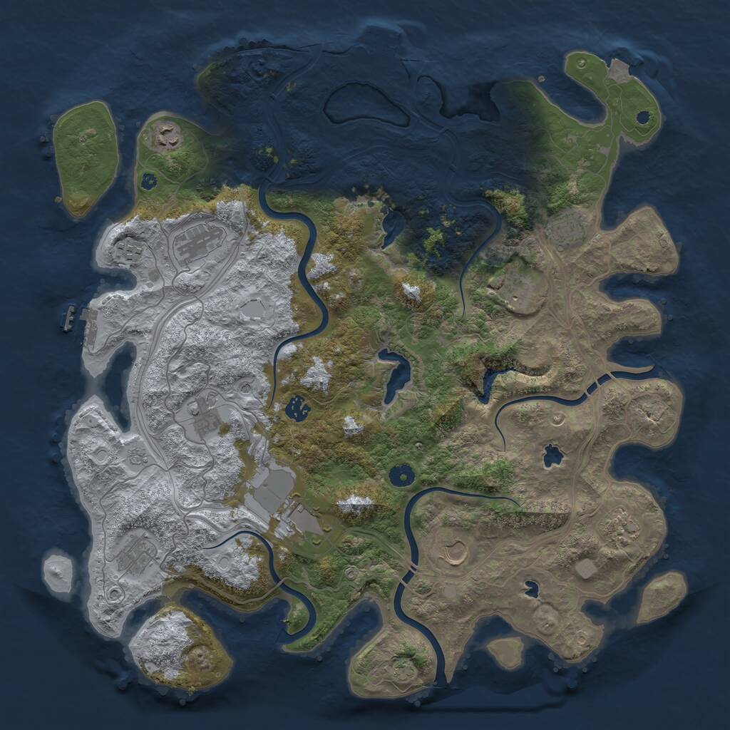 Rust Map: Procedural Map, Size: 4500, Seed: 937161, 17 Monuments