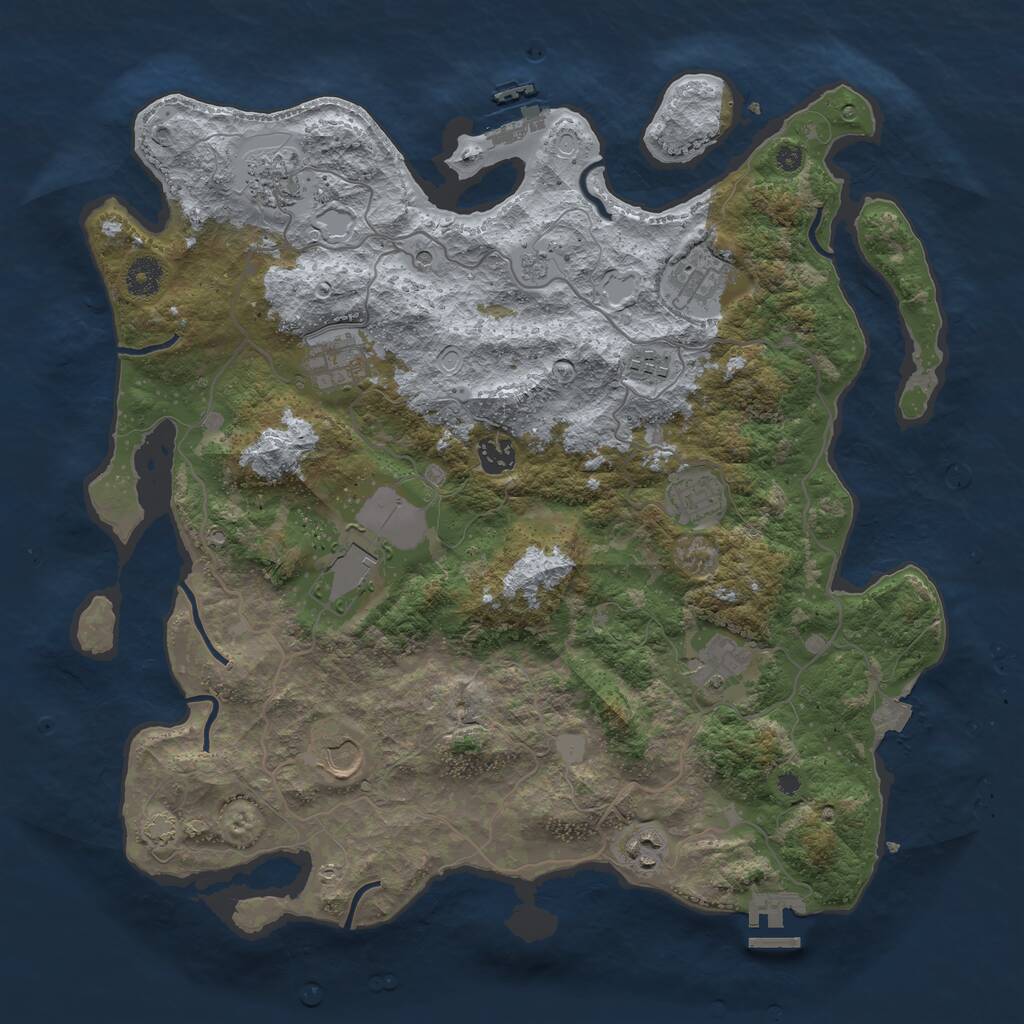 Rust Map: Procedural Map, Size: 4000, Seed: 84610442, 16 Monuments