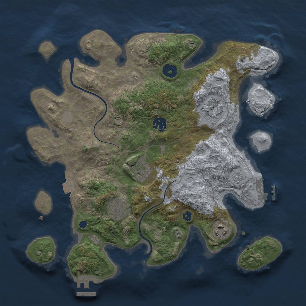 Rust Map: Procedural Map, Size: 3250, Seed: 251356, 11 Monuments