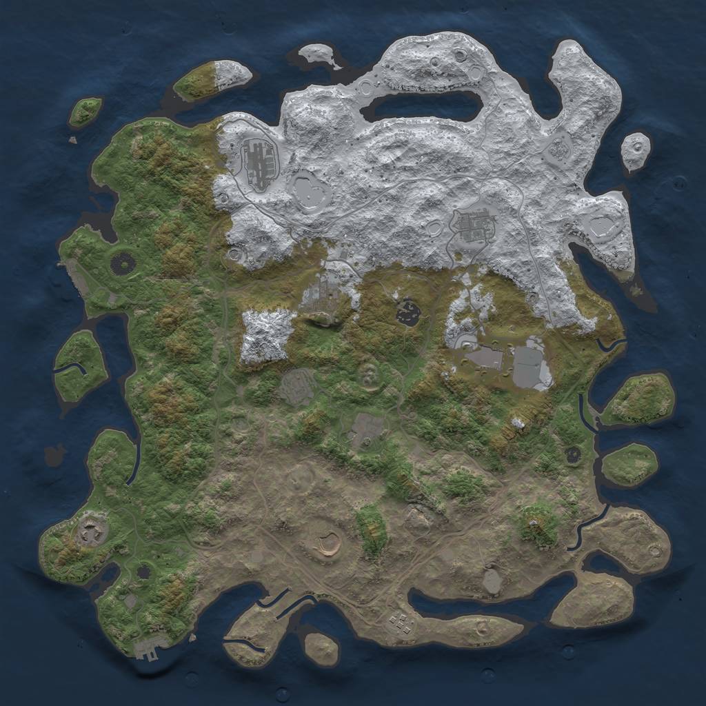 Rust Map: Procedural Map, Size: 4500, Seed: 4777714, 19 Monuments