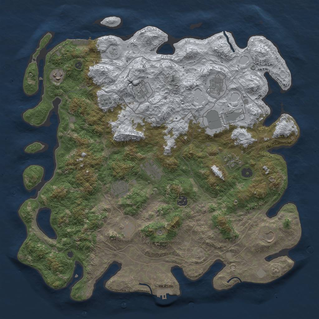 Rust Map: Procedural Map, Size: 4500, Seed: 4795115, 20 Monuments