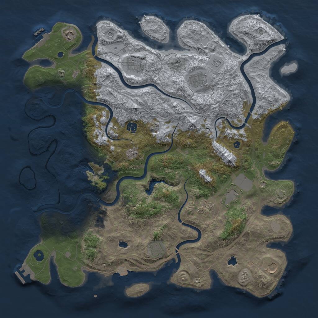 Rust Map: Procedural Map, Size: 4500, Seed: 3569696, 16 Monuments