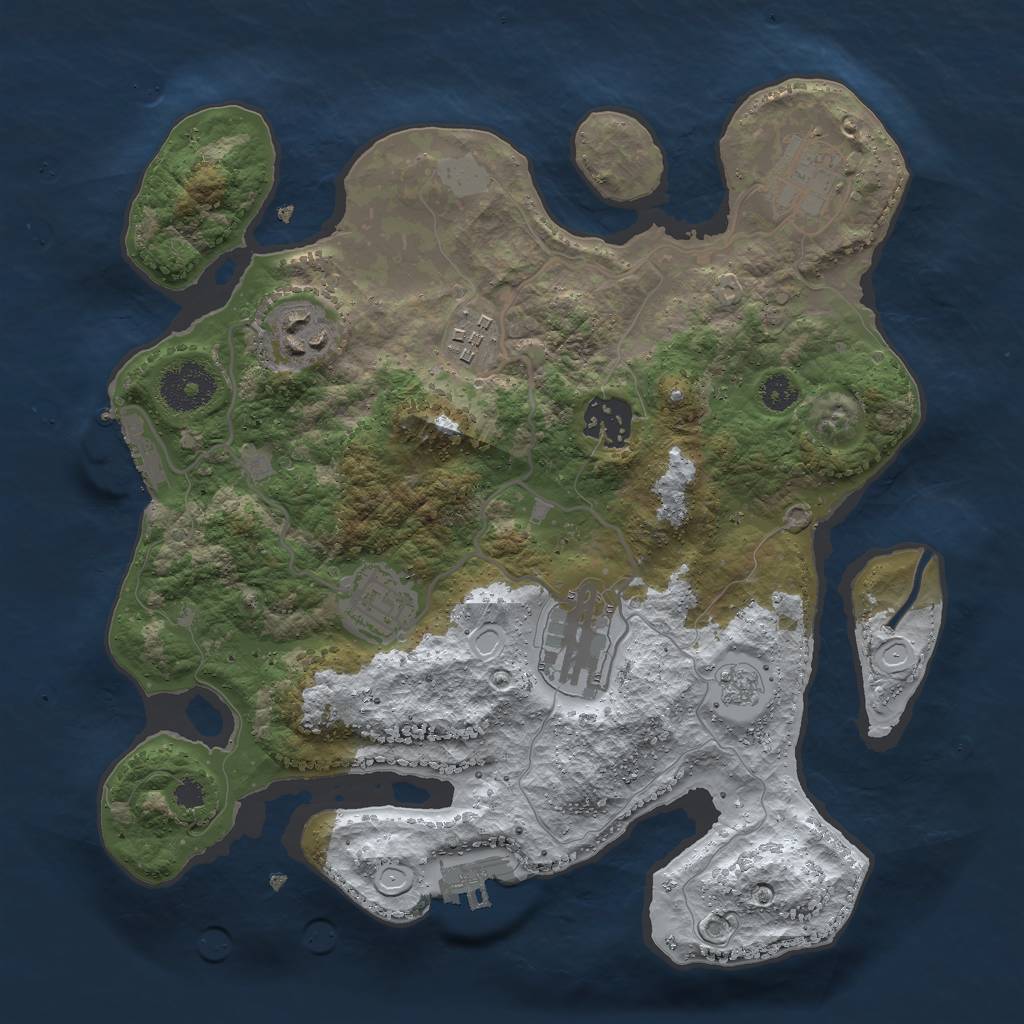 Rust Map: Procedural Map, Size: 3000, Seed: 971291674, 14 Monuments