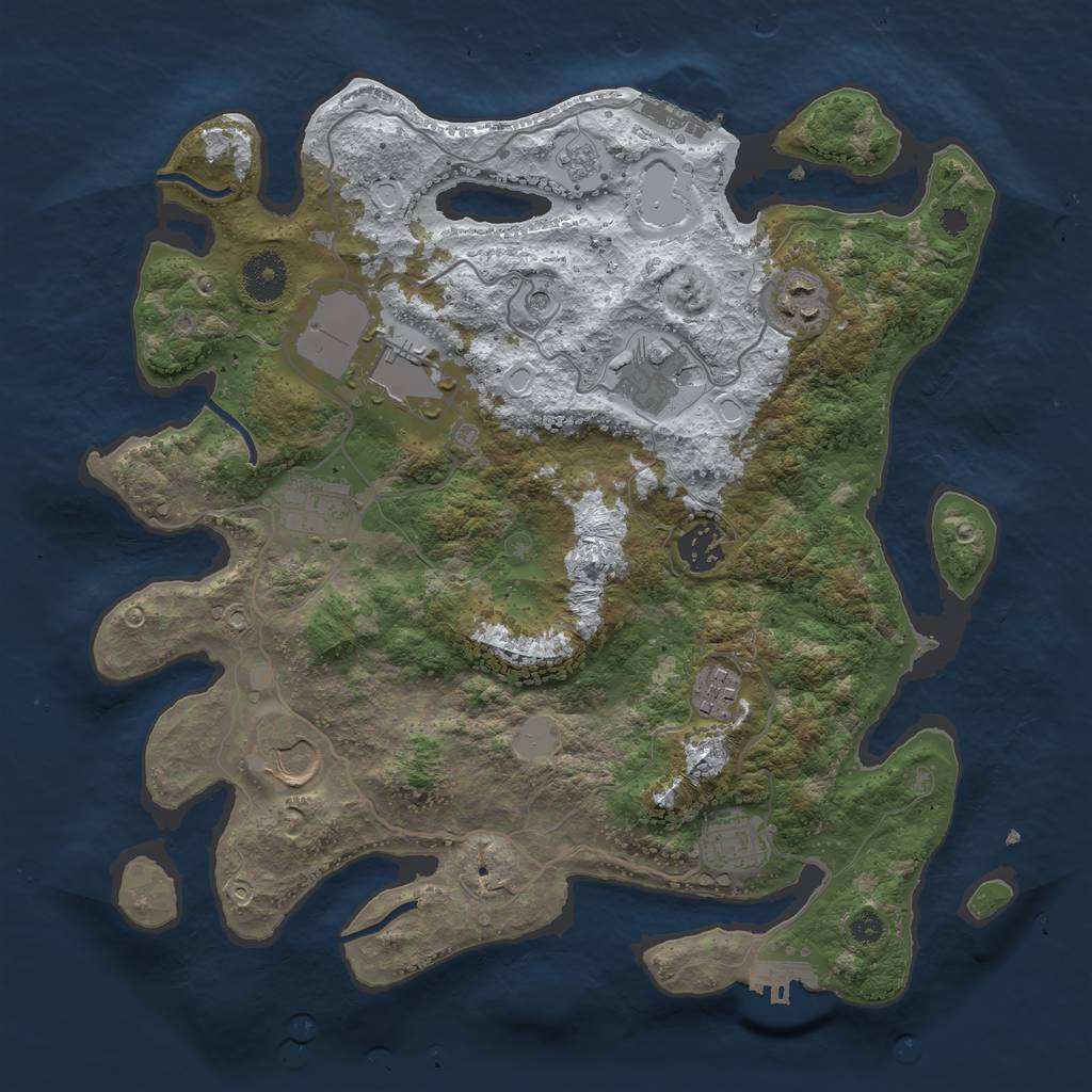 Rust Map: Procedural Map, Size: 3500, Seed: 348409831, 17 Monuments