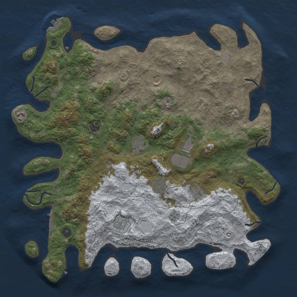 Rust Map: Procedural Map, Size: 4500, Seed: 4732828, 19 Monuments