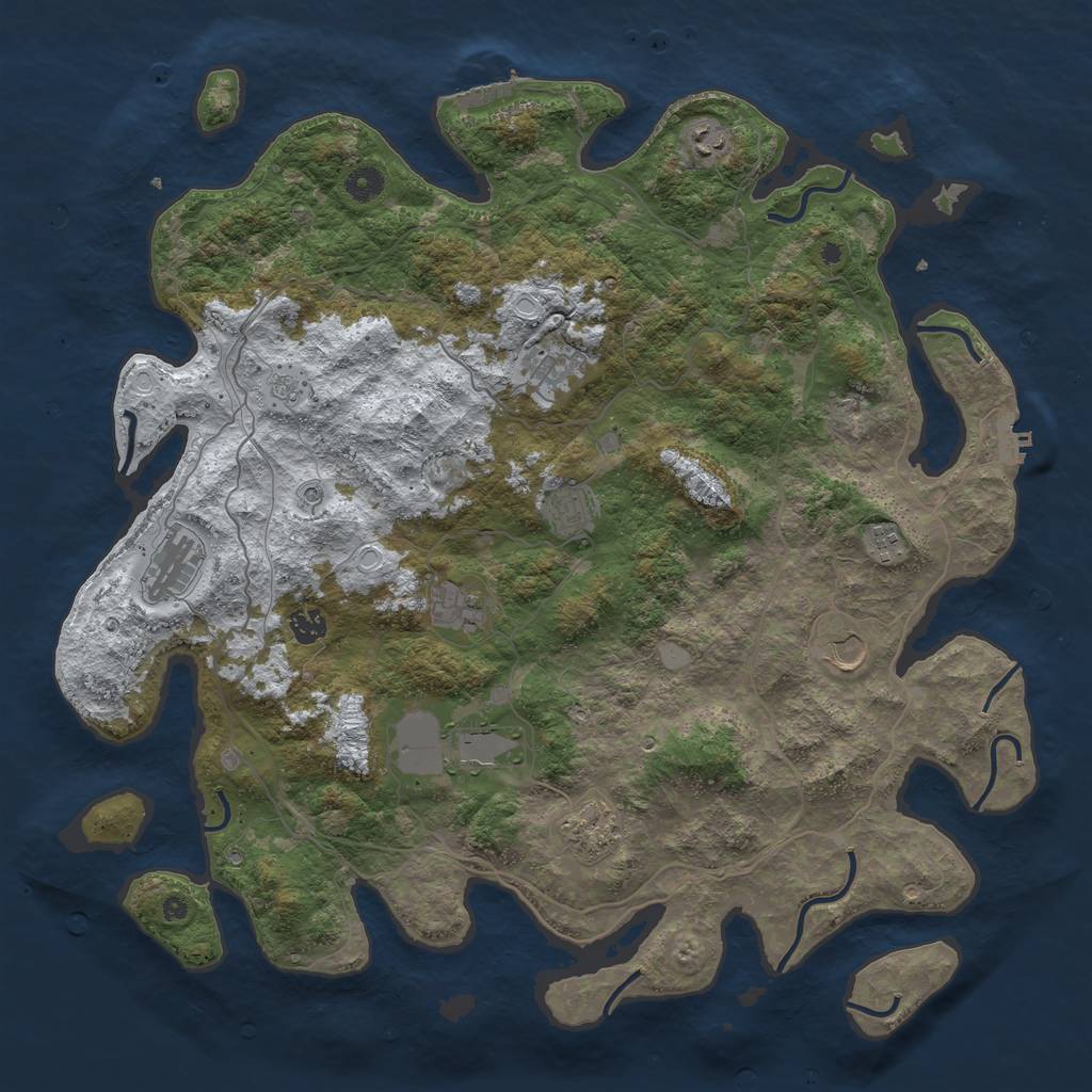 Rust Map: Procedural Map, Size: 4500, Seed: 5820256, 19 Monuments