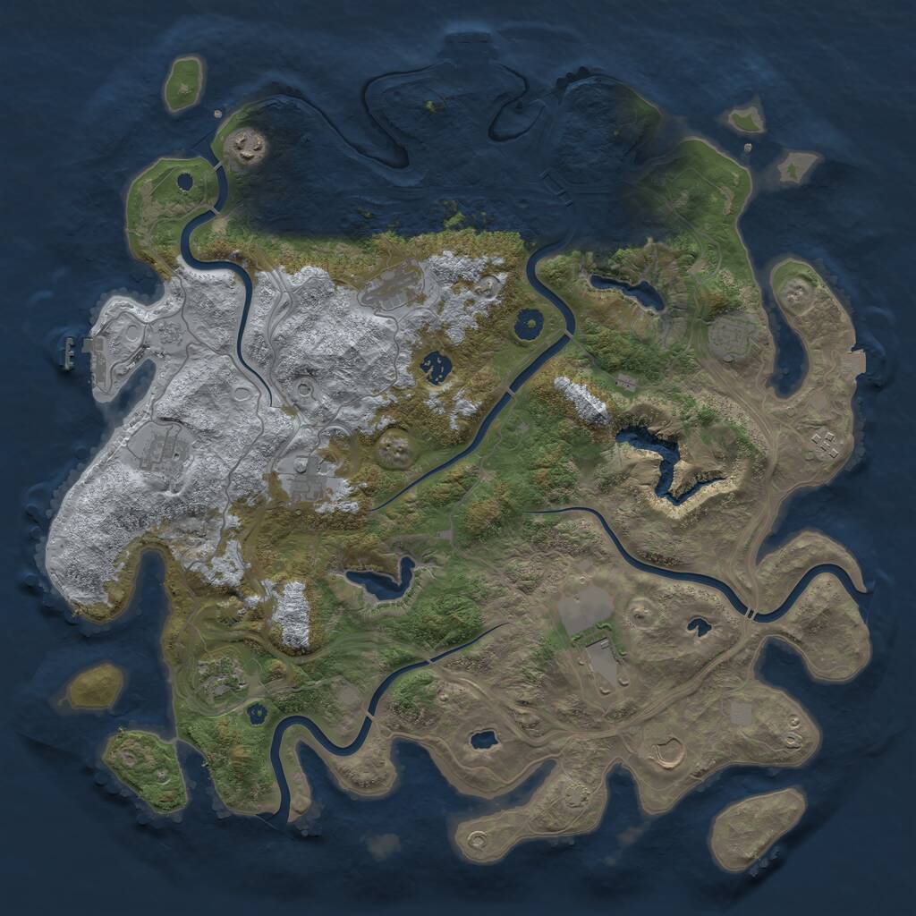 Rust Map: Procedural Map, Size: 4500, Seed: 5820256, 16 Monuments