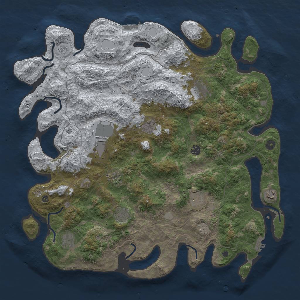 Rust Map: Procedural Map, Size: 4500, Seed: 5285579, 19 Monuments