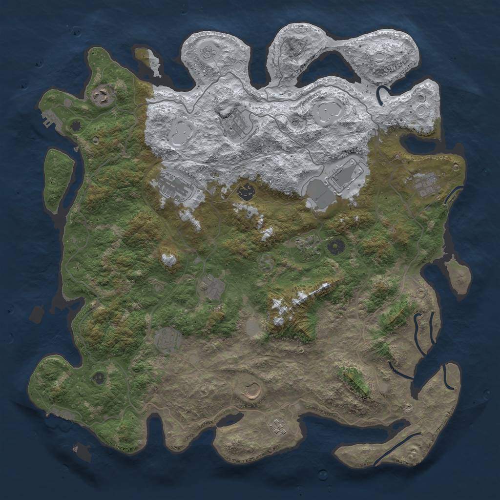 Rust Map: Procedural Map, Size: 4500, Seed: 1829323088, 20 Monuments