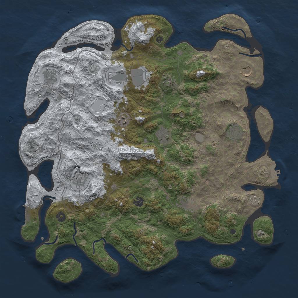 Rust Map: Procedural Map, Size: 4500, Seed: 2289206, 20 Monuments