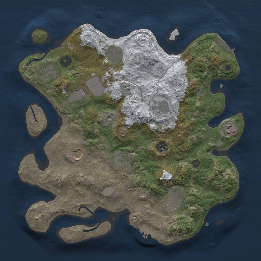 Rust Map: Procedural Map, Size: 3500, Seed: 7841, 19 Monuments
