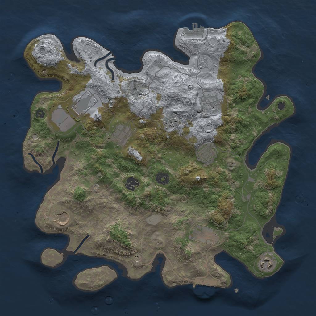 Rust Map: Procedural Map, Size: 3500, Seed: 866708, 18 Monuments