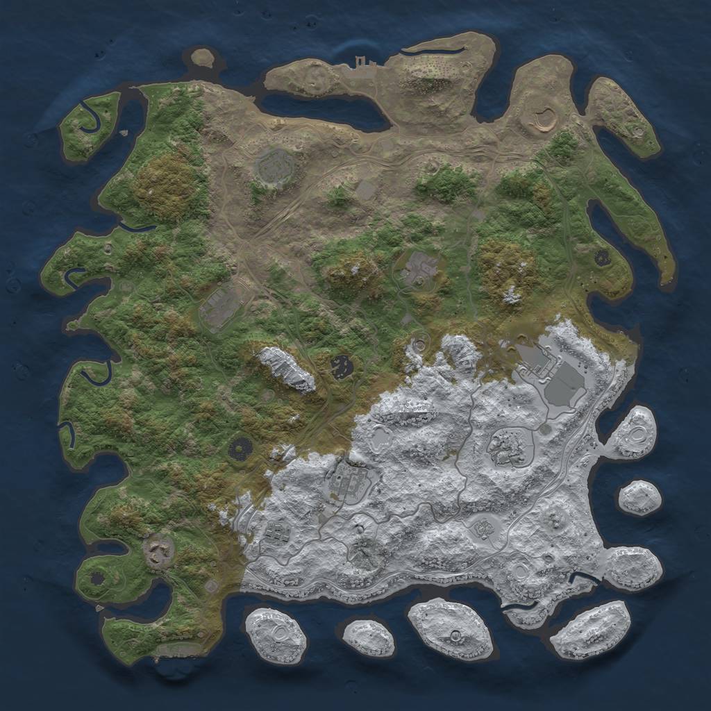 Rust Map: Procedural Map, Size: 4500, Seed: 1278395, 19 Monuments