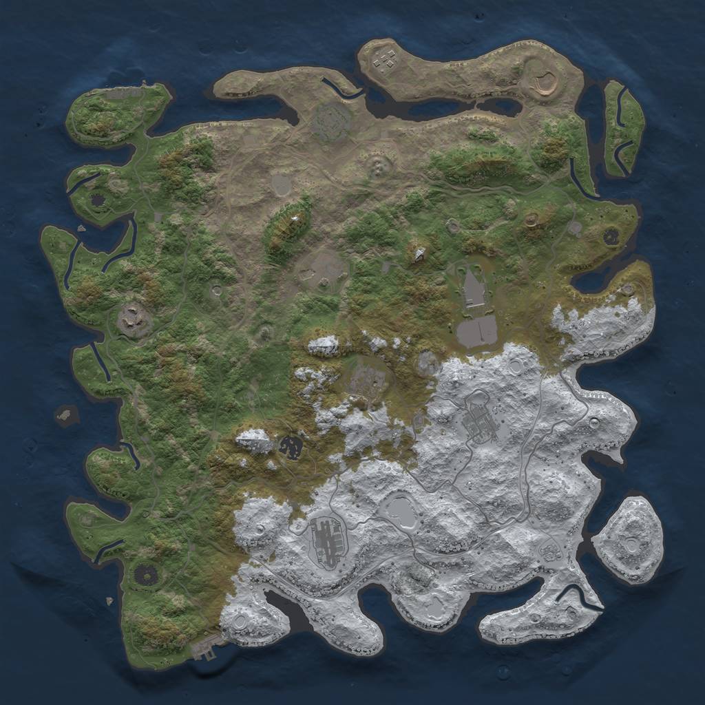 Rust Map: Procedural Map, Size: 4500, Seed: 6283479, 19 Monuments