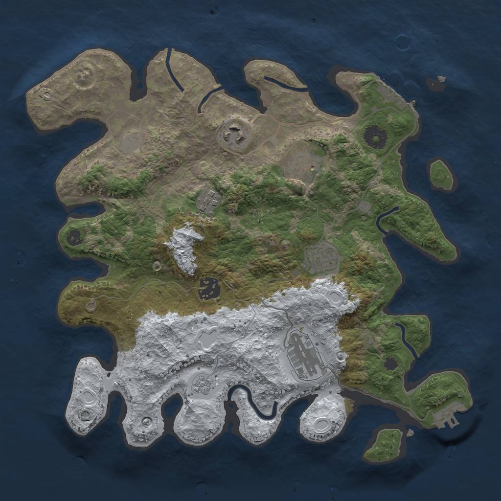 Rust Map: Procedural Map, Size: 3250, Seed: 3715809, 14 Monuments