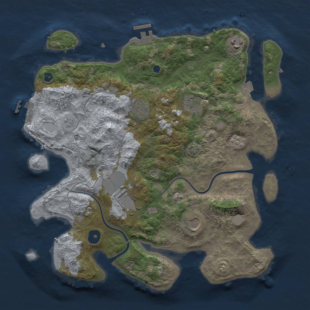 Rust Map: Procedural Map, Size: 3500, Seed: 987938217, 12 Monuments