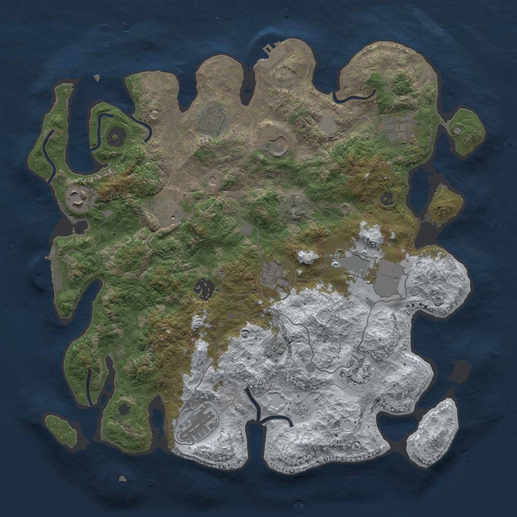 Rust Map: Procedural Map, Size: 3800, Seed: 45325, 20 Monuments