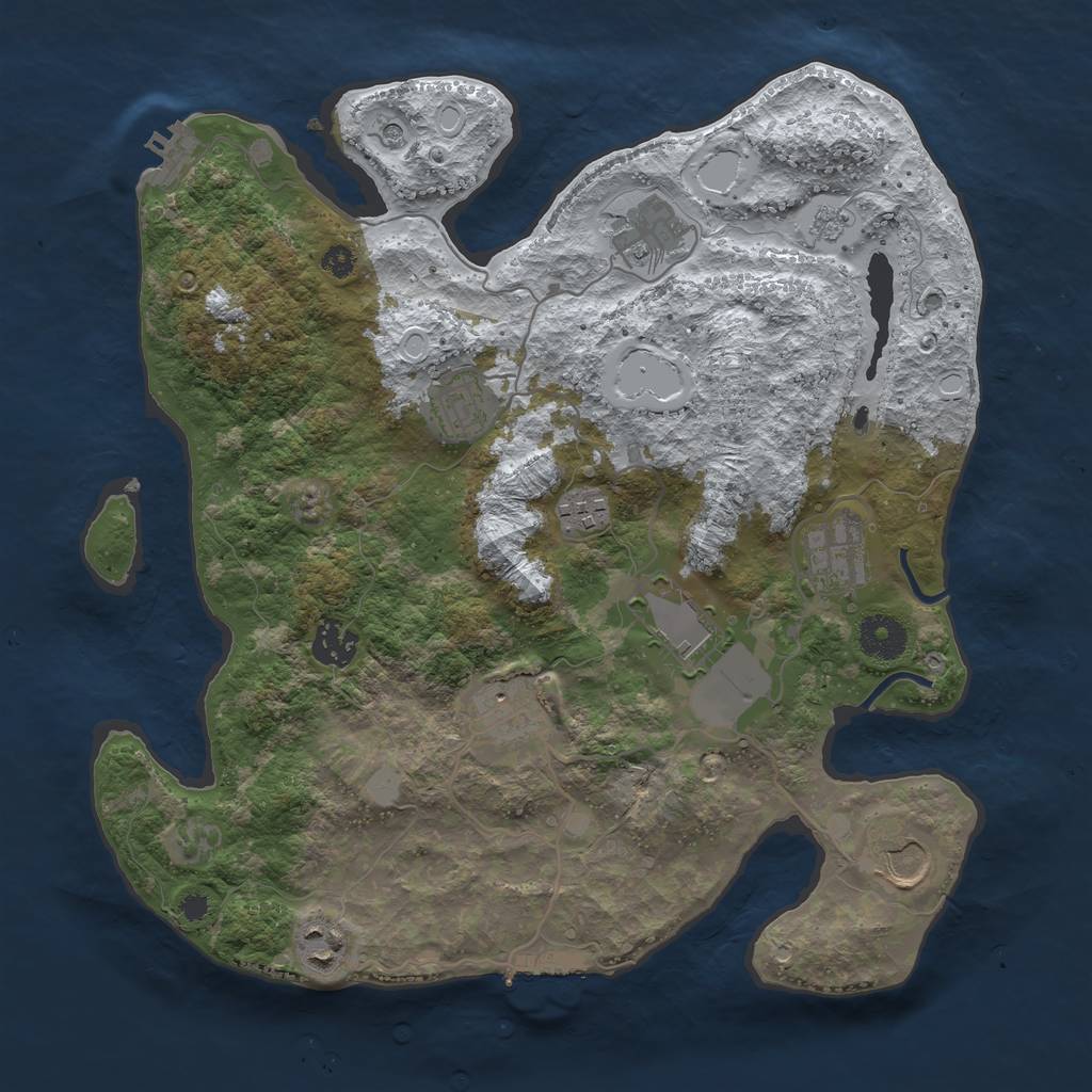 Rust Map: Procedural Map, Size: 3500, Seed: 22977, 18 Monuments