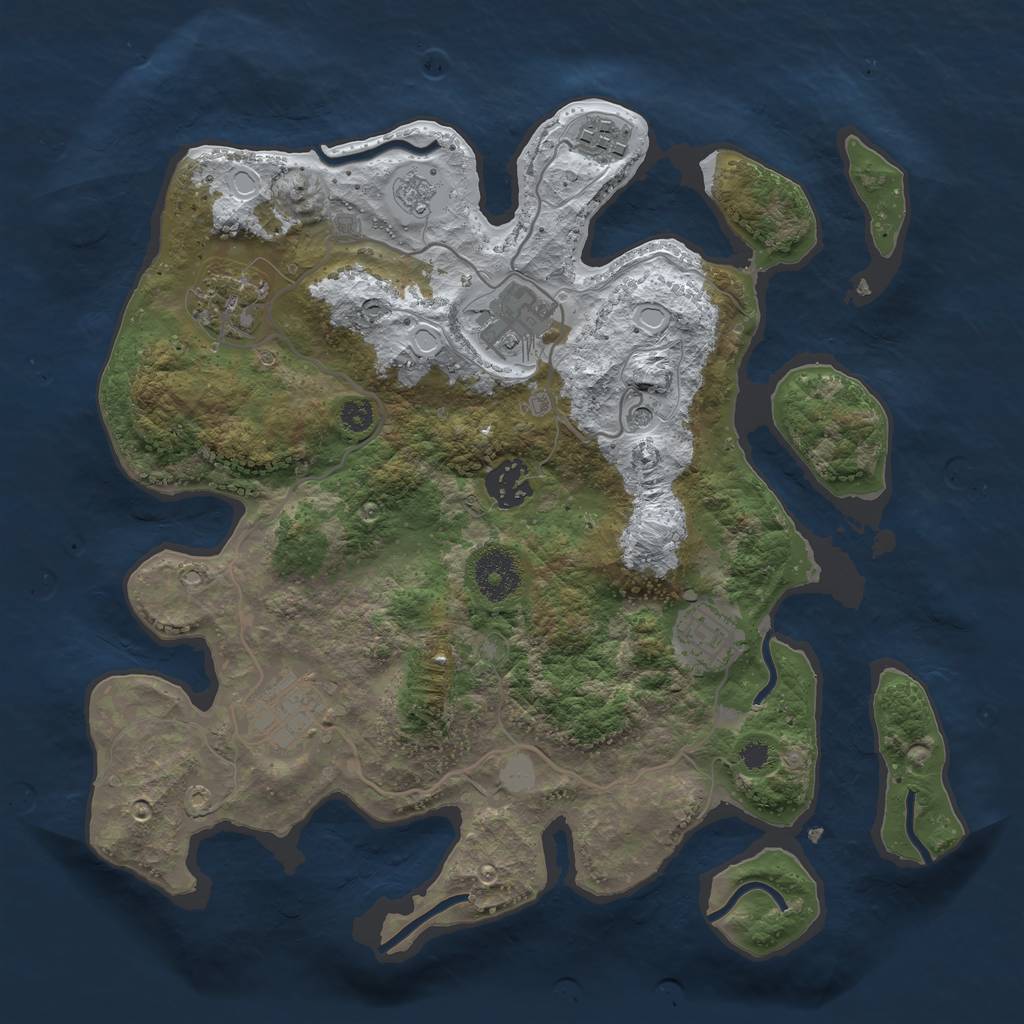 Rust Map: Procedural Map, Size: 3250, Seed: 4177194, 13 Monuments