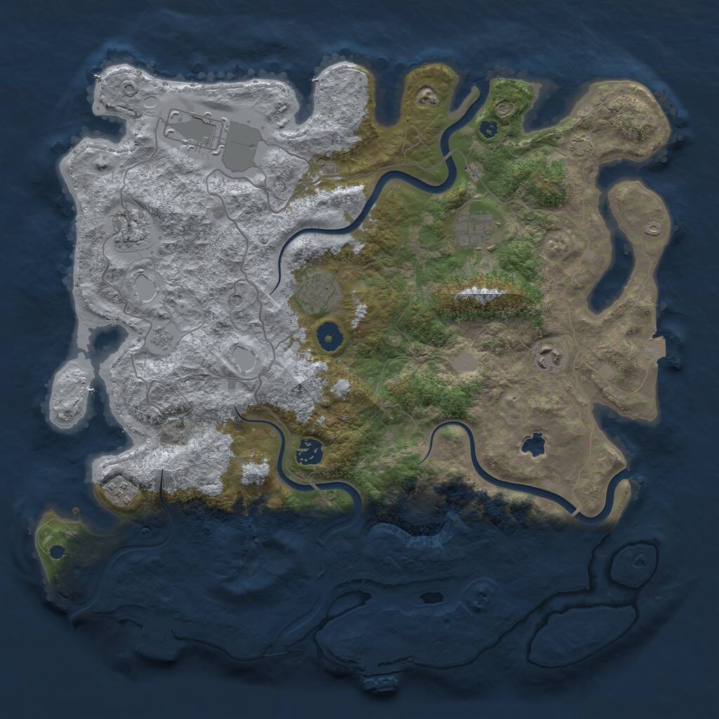 Rust Map: Procedural Map, Size: 4000, Seed: 4878409, 13 Monuments