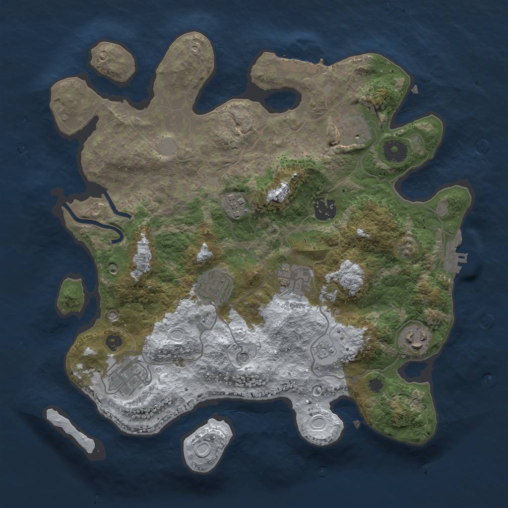 Rust Map: Procedural Map, Size: 3250, Seed: 2327178, 16 Monuments