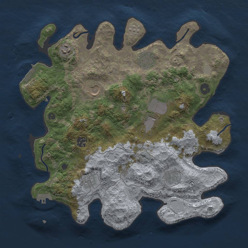 Rust Map: Procedural Map, Size: 3550, Seed: 646499, 17 Monuments