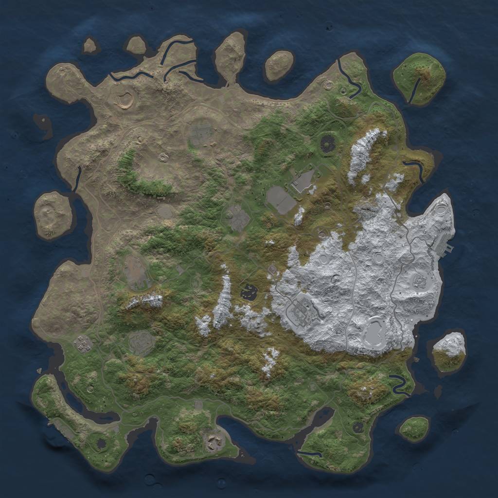 Rust Map: Procedural Map, Size: 4500, Seed: 4805525, 19 Monuments