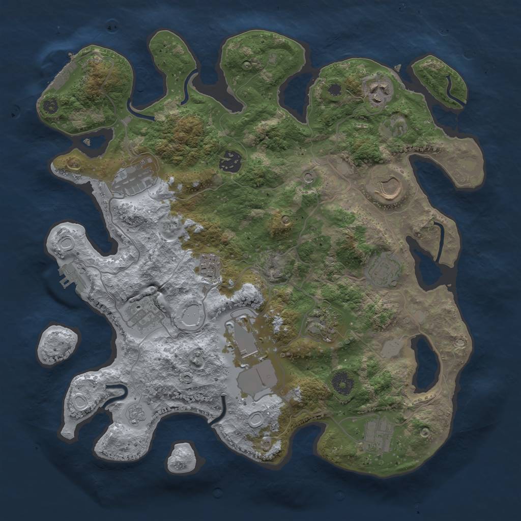 Rust Map: Procedural Map, Size: 3500, Seed: 2118391176, 19 Monuments