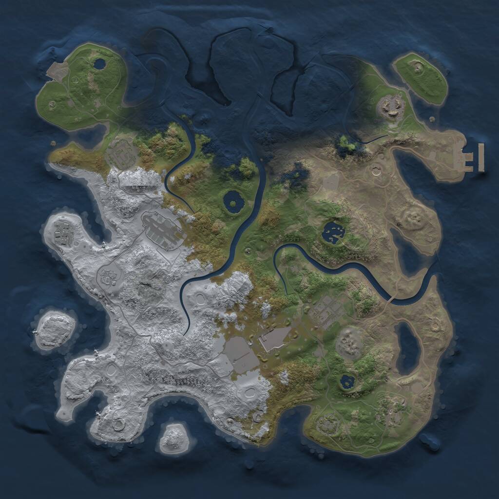 Rust Map: Procedural Map, Size: 3500, Seed: 2118391176, 13 Monuments
