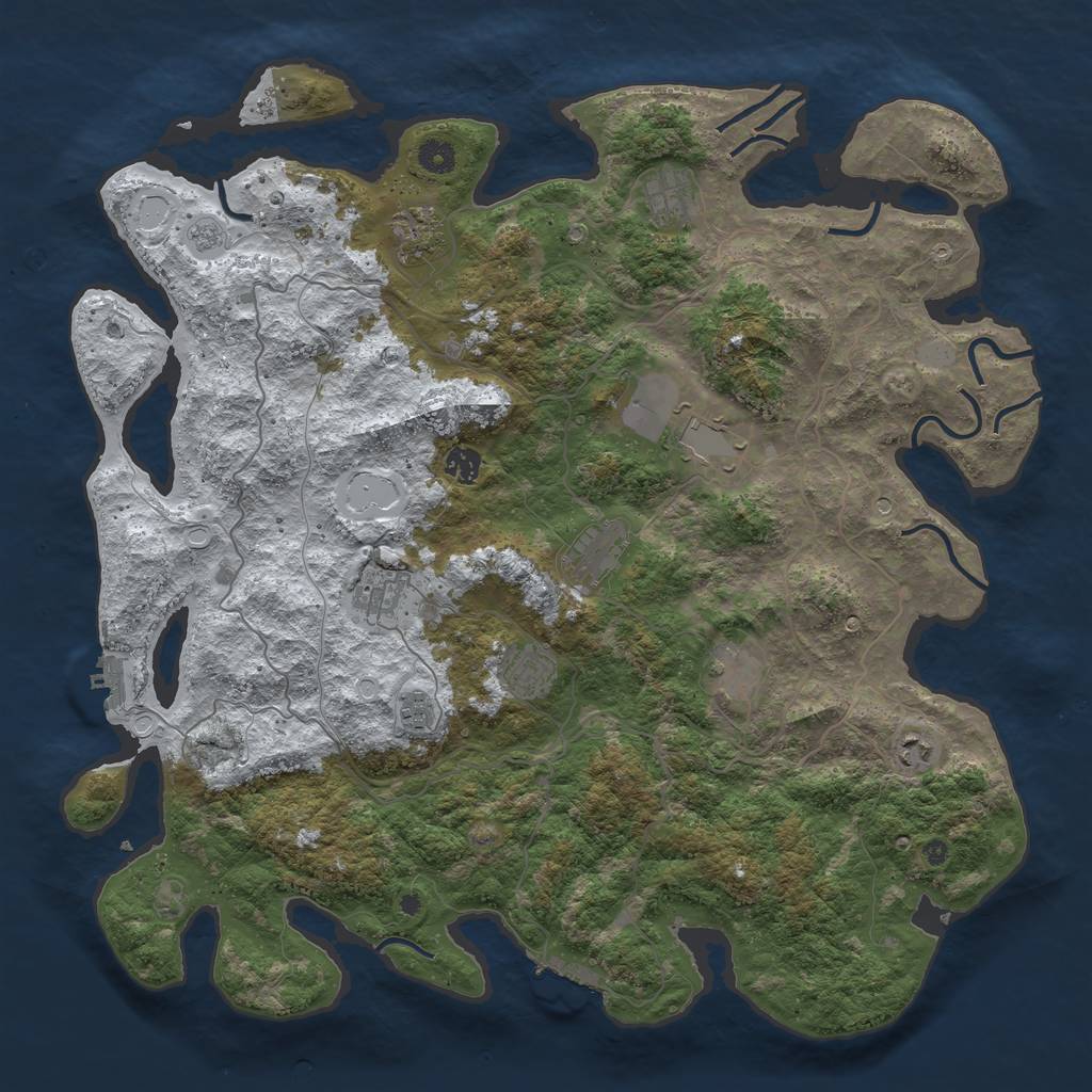 Rust Map: Procedural Map, Size: 4500, Seed: 240988, 19 Monuments