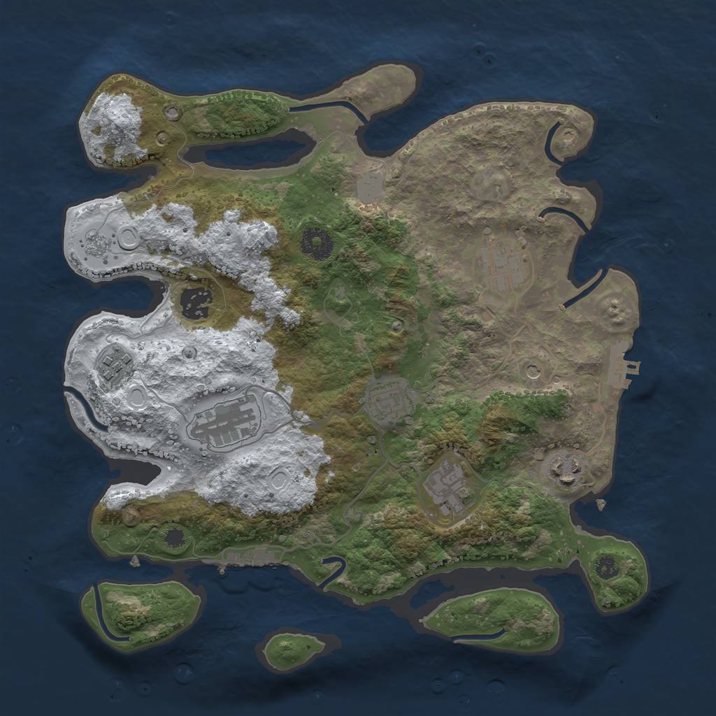 Rust Map: Procedural Map, Size: 3250, Seed: 1460577, 16 Monuments