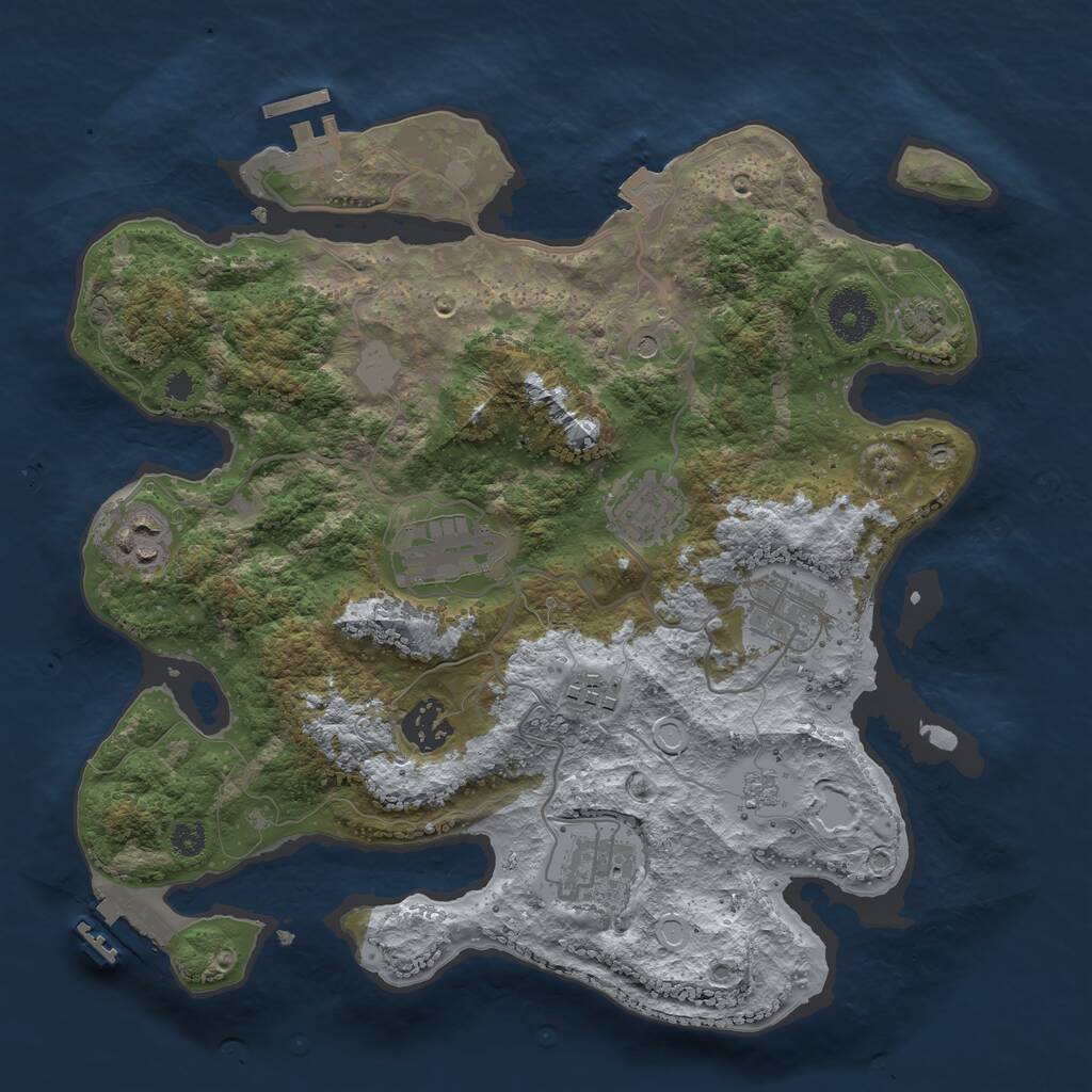 Rust Map: Procedural Map, Size: 3250, Seed: 5245916, 13 Monuments