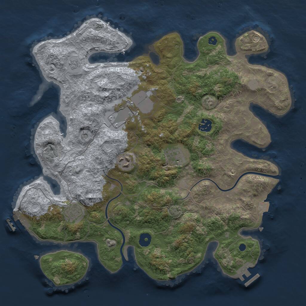 Rust Map: Procedural Map, Size: 3500, Seed: 1593192376, 11 Monuments