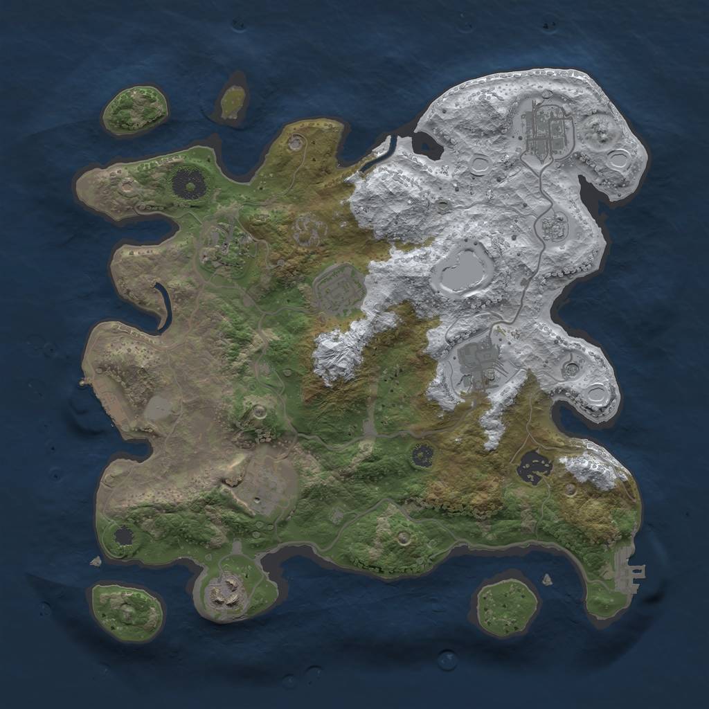 Rust Map: Procedural Map, Size: 3250, Seed: 3254783, 16 Monuments